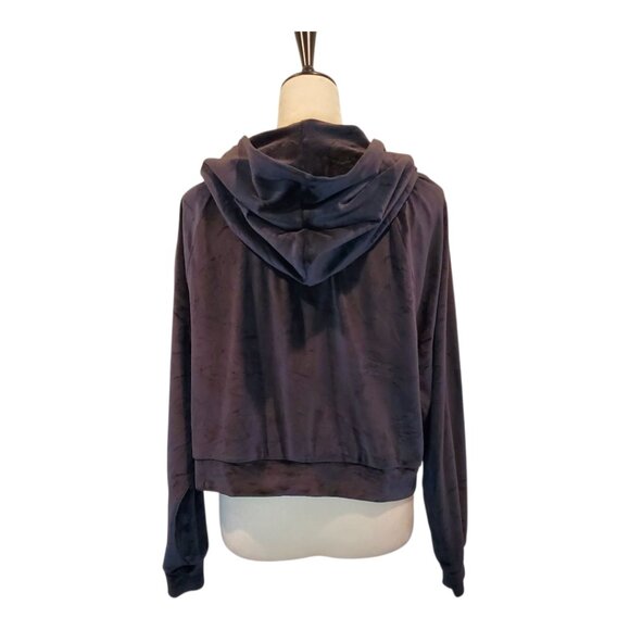VICTORIA'S SECRET SZ L Black ON POINT VELOUR FULL ZIP Cropped HOODIE Jacket - Picture 6 of 9